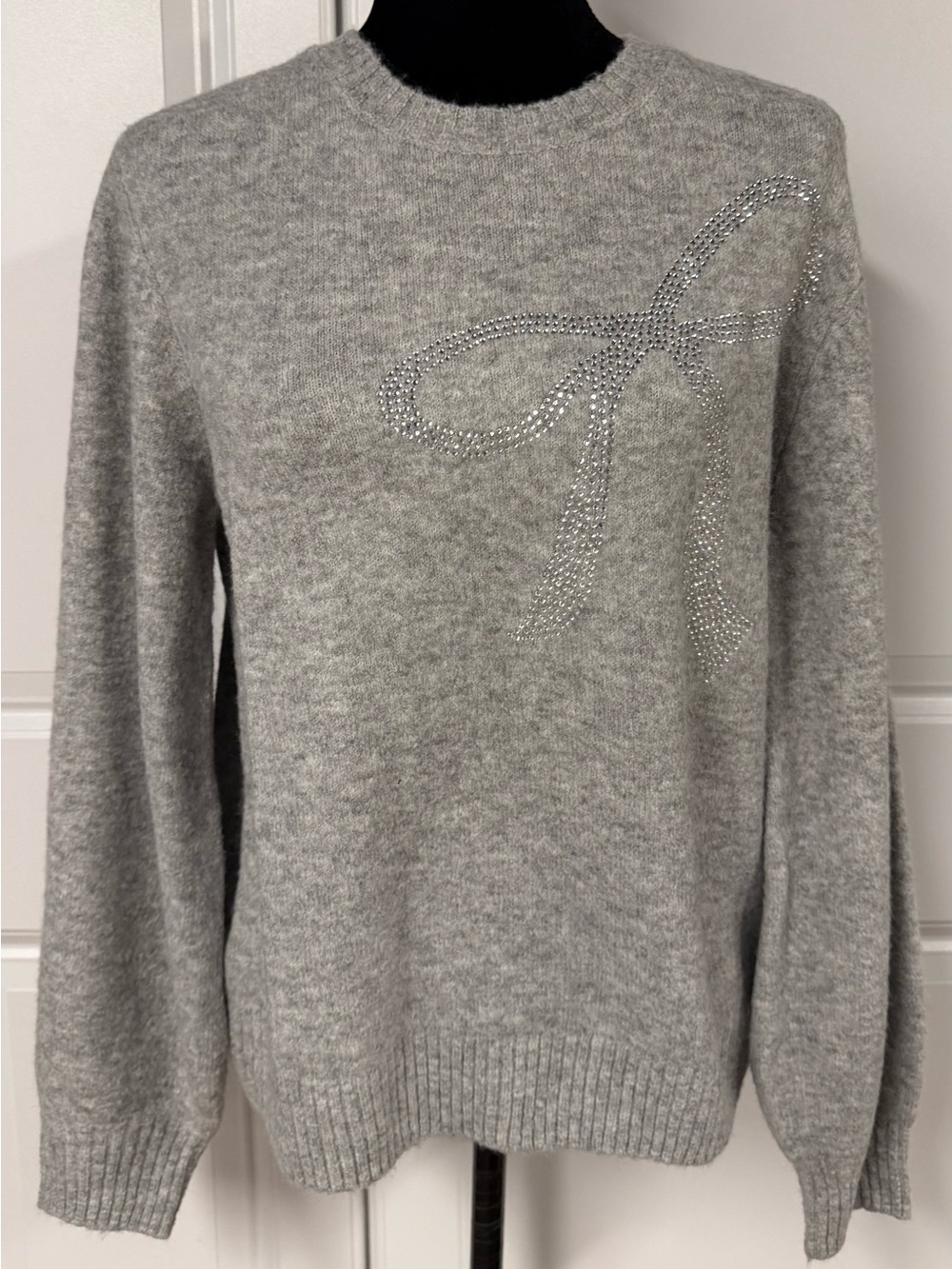 LC Lauren Conrad Rhinestone Bow Raglan Sweater - Picture 2 of 9